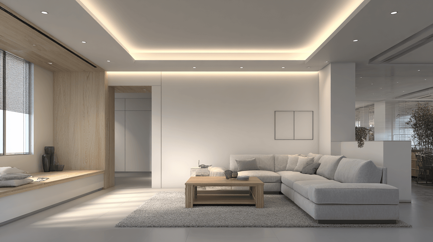 Illustrative interior with layered residential lighting